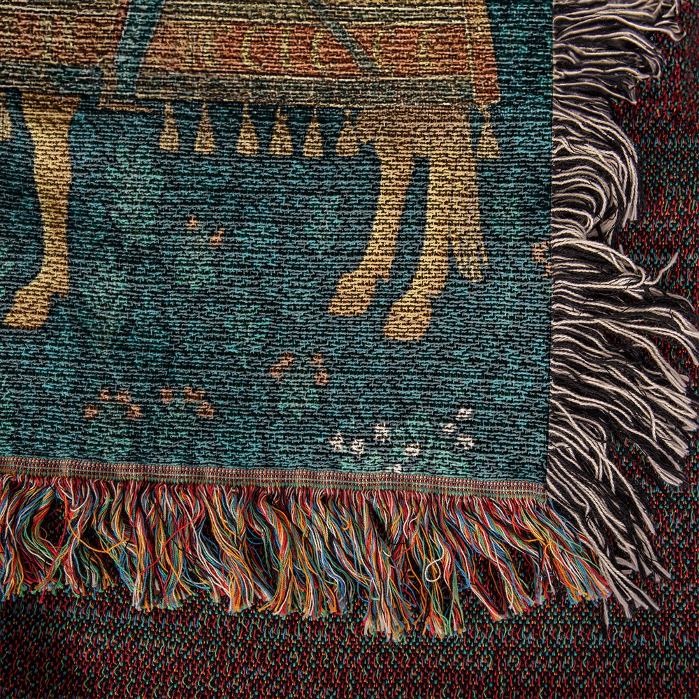 100% Cotton Woven Blanket – Meeting of Two Knights on Horseback with Banners