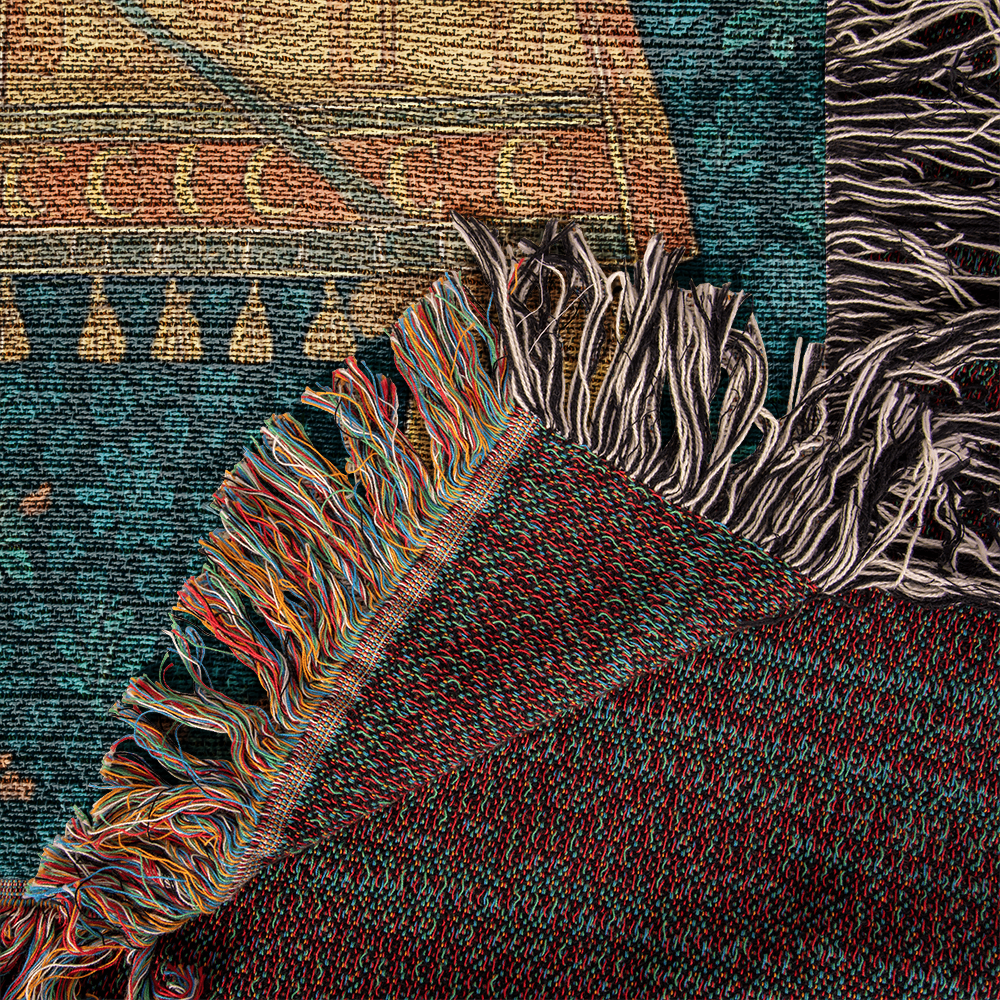 100% Cotton Woven Blanket – Meeting of Two Knights on Horseback with Banners