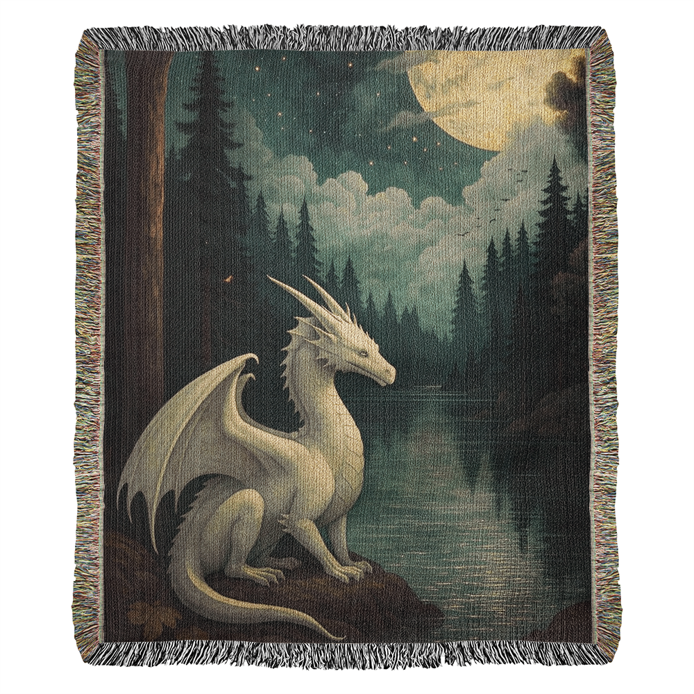 100% Cotton Woven Blanket – Majestic White Dragon by Forest River