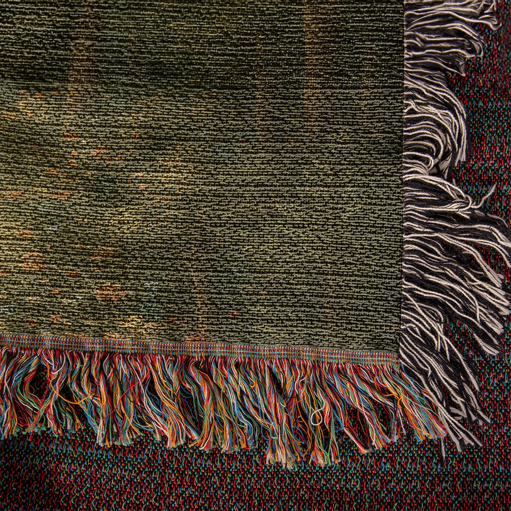 Premium Woven Cotton Throw – Fantasy Castle Rising above Trees on Hill