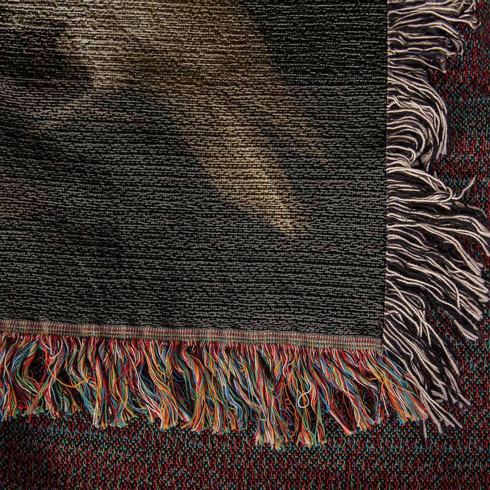 100% Cotton Woven Blanket – White Parrots on Table with Skull, Grapes, Rose and Bronze Chalice