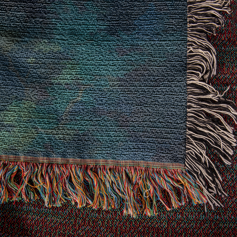 Woven Cotton Blanket – Fantasy White Pegasus in Moonlit Enchanted Forest