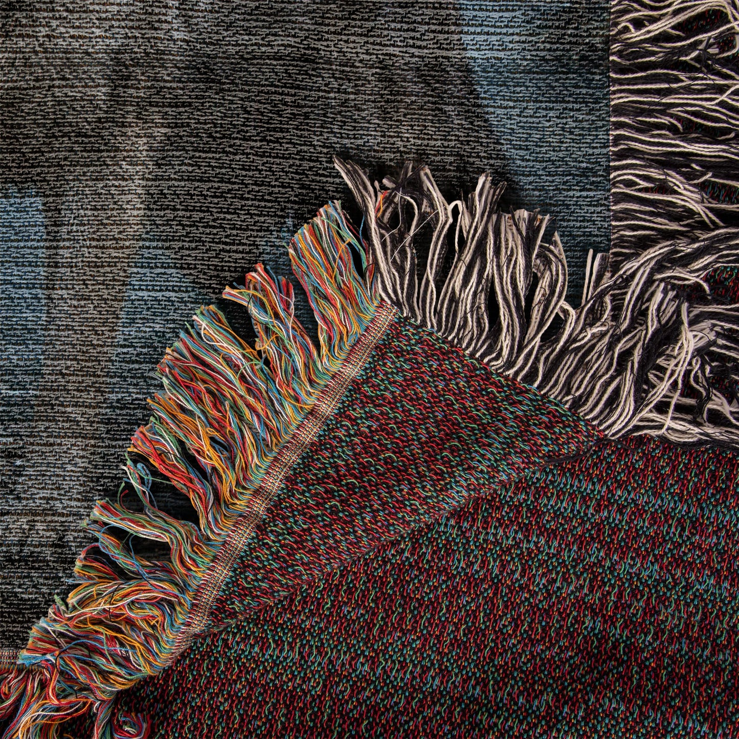 100% Cotton Woven Blanket – Wolf on Castle Steps under Full Moon