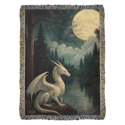 100% Cotton Woven Blanket – Majestic White Dragon by Forest River